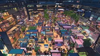 本子漫画同人展参展攻略视频封面，展示同人展现场热闹的摊位布置与人流，充满活力的次文化氛围